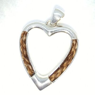 Sterling silver heart Pendant, chain optional to contain two Horsehair braids using your own horses hair . Memory jewellery Horsehair keepsake jewellery