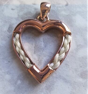 Heart Pendant braid inlay - Sterling silver with 24kRose Gold or Gold Plated