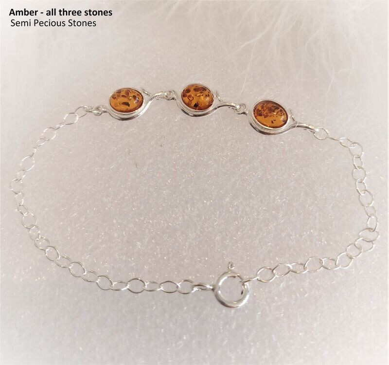 Sterling Silver Bracelet with three stones to contain the hair, fur or ashes you send. Memorial bracelet, Keepsake Bracelet