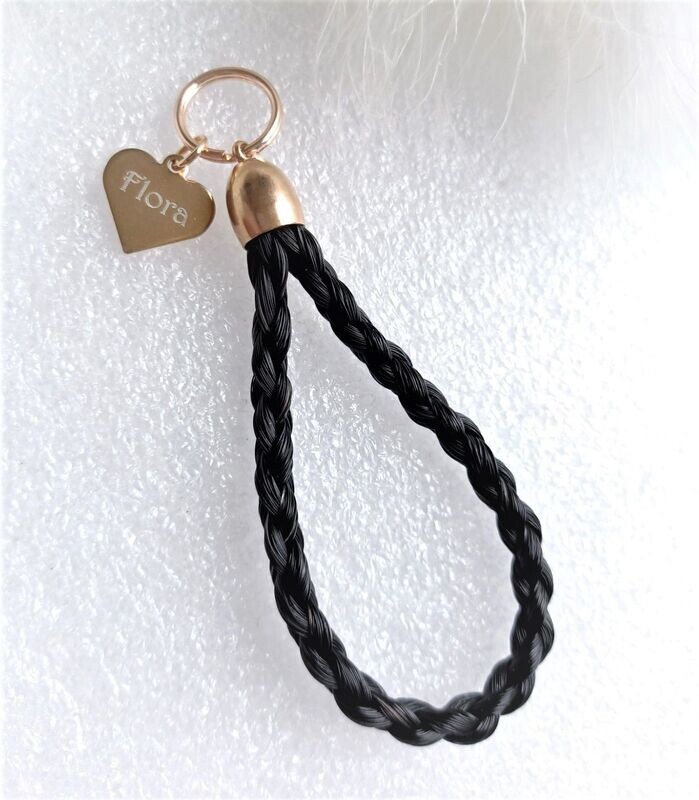Braided Horsehair key charm using the horse hair you send me.  Can include an engraved heart charm. Keepsakes horsehair jewellery