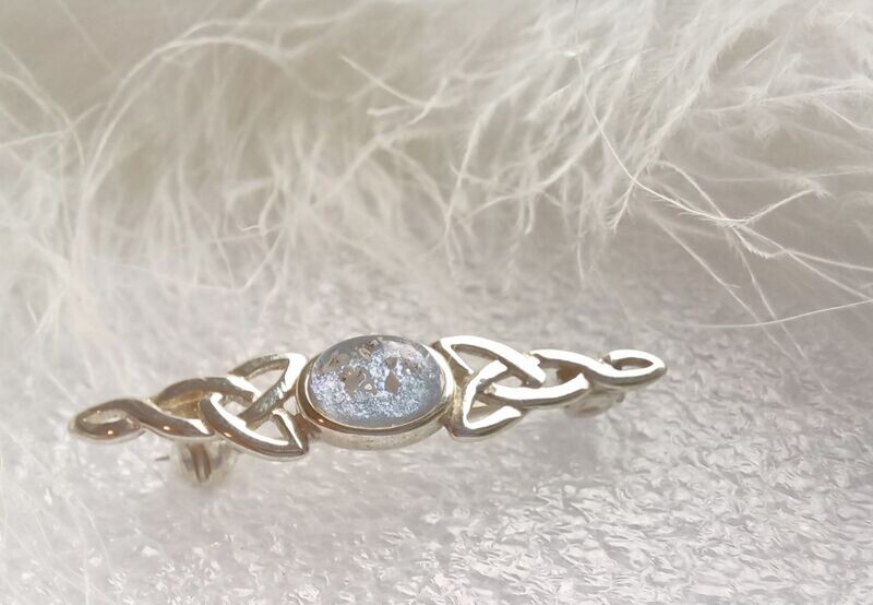 Celtic Brooch with a stone containing the hair, fur or ashes you send me.  Memorial jewellery, Keepsake Jewellery