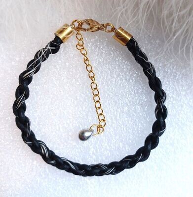 Horsehair keepsake bracelet made using your own horses hair. Stainless steel Gold coloured findings. Memory jewellery. Memorial jewellery