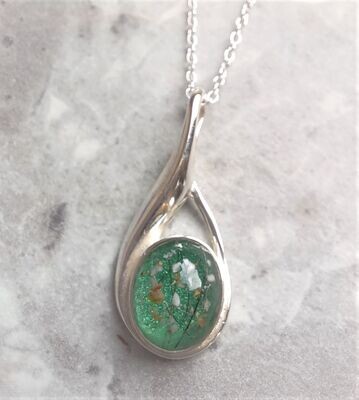 Sterling Silver  drop pendant and chain to contain a stone encapsulating the hair, fur or ashes you send me.  Memorial Jewellery Keepsake Jewellery
