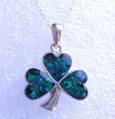 SHAMROCK pendant to encapsulate hair or ashes with chain Sterling silver CAN BE ENGRAVED
