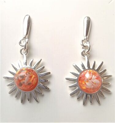 Sterling silver sun shaped stud earrings  to contain two stones encapsulating the hair, fur or ashes you send me.  Memorial Jewellery Keepsake Jewellery