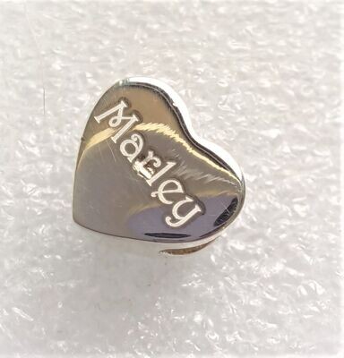 Sterling Silver HEART Charm Bead - ENGRAVED