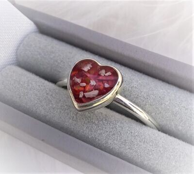 HEART stacker fitted ring to encapsulate hair or ashes Sterling Silver