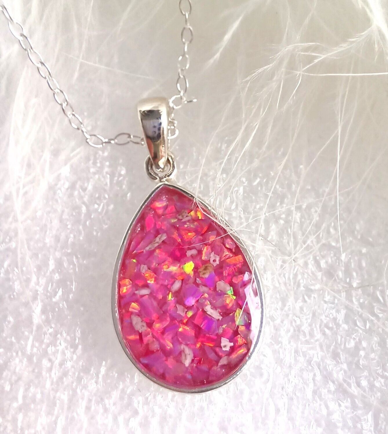 Sterling Silver pear shaped pendant and chain to contain a stone encapsulating the hair, fur or ashes you send me.  Memorial Jewellery Keepsake Jewellery
