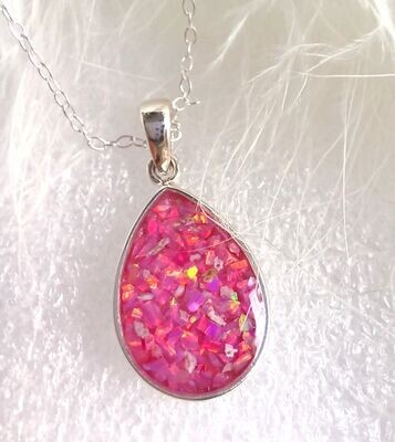 Pear pendant 16x11 bezel to encapsulate hair or ashes with trace chain Sterling silver CAN BE ENGRAVED