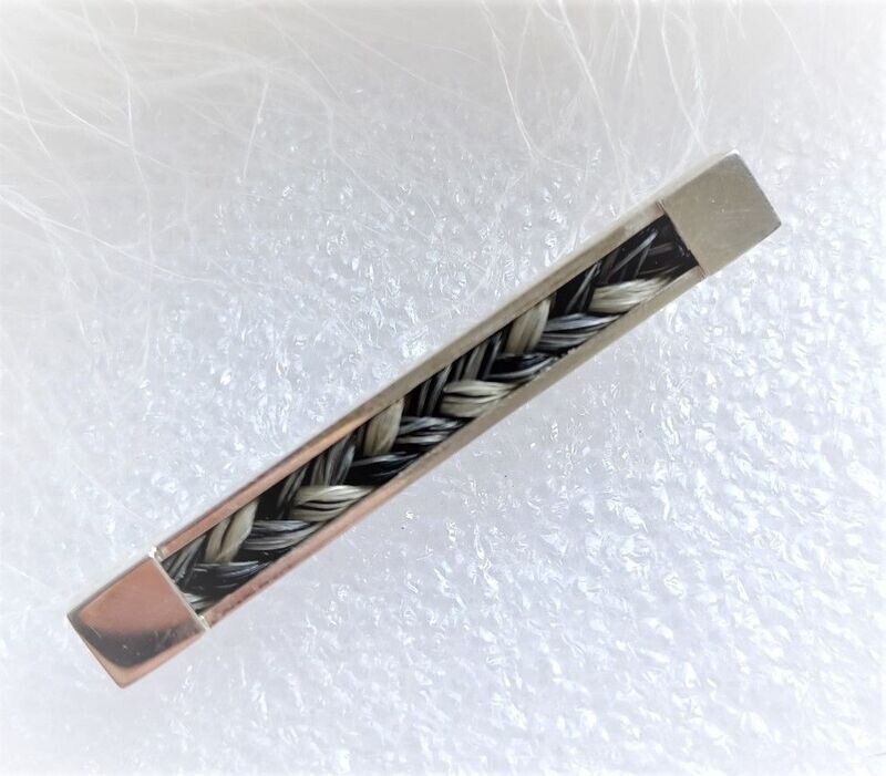 Sterling silver rectangle stock pin / brooch to contain a Horsehair braid using your own horses hair . Memory jewellery Horsehair keepsake jewellery