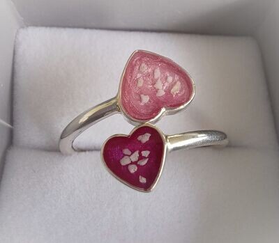 Adjustable HEART double 8 & 6mm ring