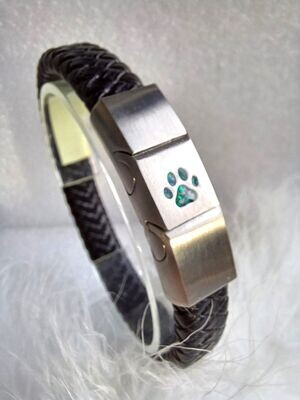 Leather Bracelet with PAW inlay 5.8x6.7mm for inclusions