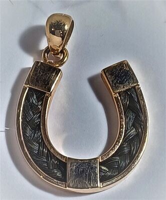 Sterling silver Gold plated horseshoe pendant to include a braid of your own horses hair, Horsehair jewellery