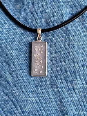 RECTANGLE pendant 20X8mm bezel for inclusions with Leather necklace - CAN BE ENGRAVED