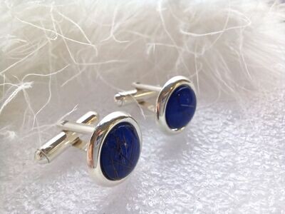 Sterling Silver cufflinks with 10mm cabochon for inclusions