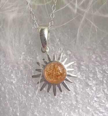 SMALL SUN pendant & chain with a 6mm cabochon
