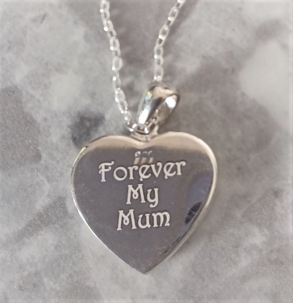 HEART  pendant & chain  with a 15x13mm bezel Can be Engraved Sterling silver Pendant, Engraving Required?: Yes Engraving