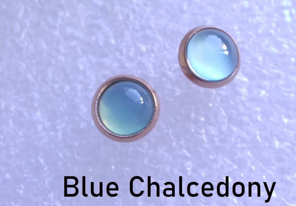 Stainless steel Rose Gold coloured ready made earrings 6mm cushion edge jewellery to contain a semi precious stone of your choice