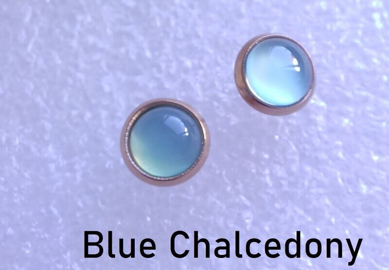 Stainless steel Rose Gold coloured ready made earrings 6mm cushion edge jewellery to contain a semi precious stone of your choice