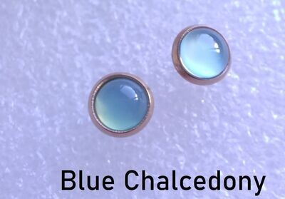Stainless steel Rose Gold coloured ready made earrings 6mm cushion edge jewellery to contain a semi precious stone of your choice