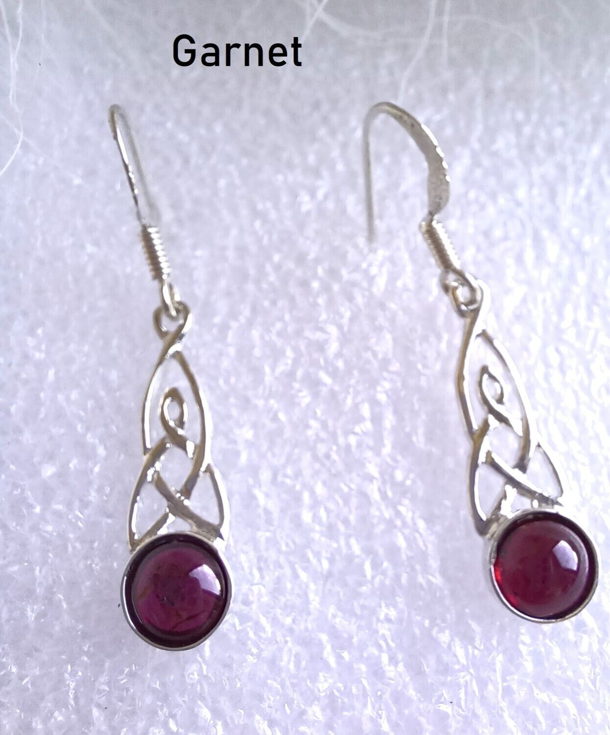 Sterling silver Celtic drop earrings to contain semi precious stones of your choice. Ready made jewellery