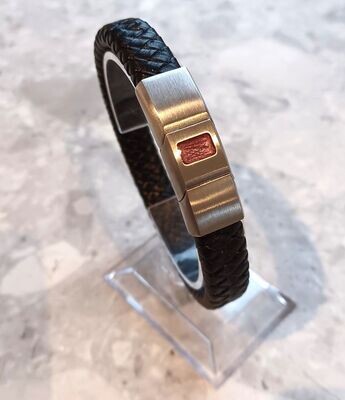 ENGRAVED - Leather Bracelet with RECTANGLE inlay 8x6mm for inclusions