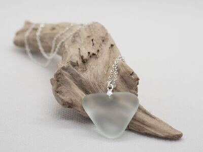 PENDANT - Heart shaped Clear Sea Glass