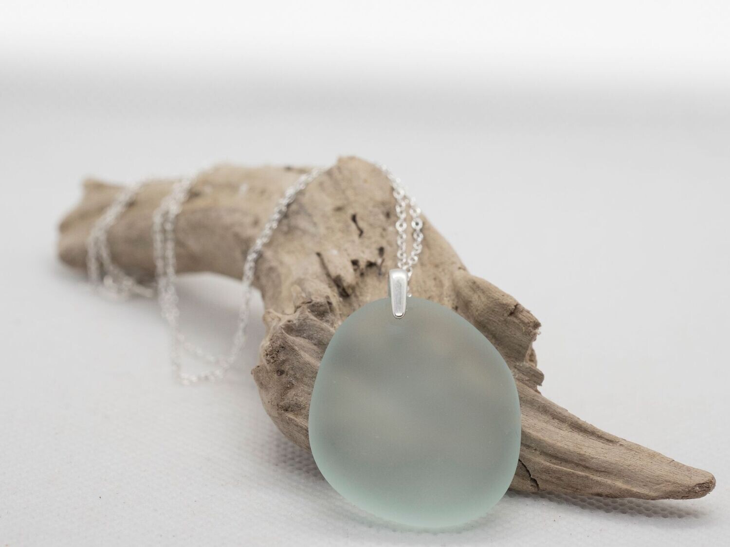 PENDANT - Large Round Aqua Sea Glass