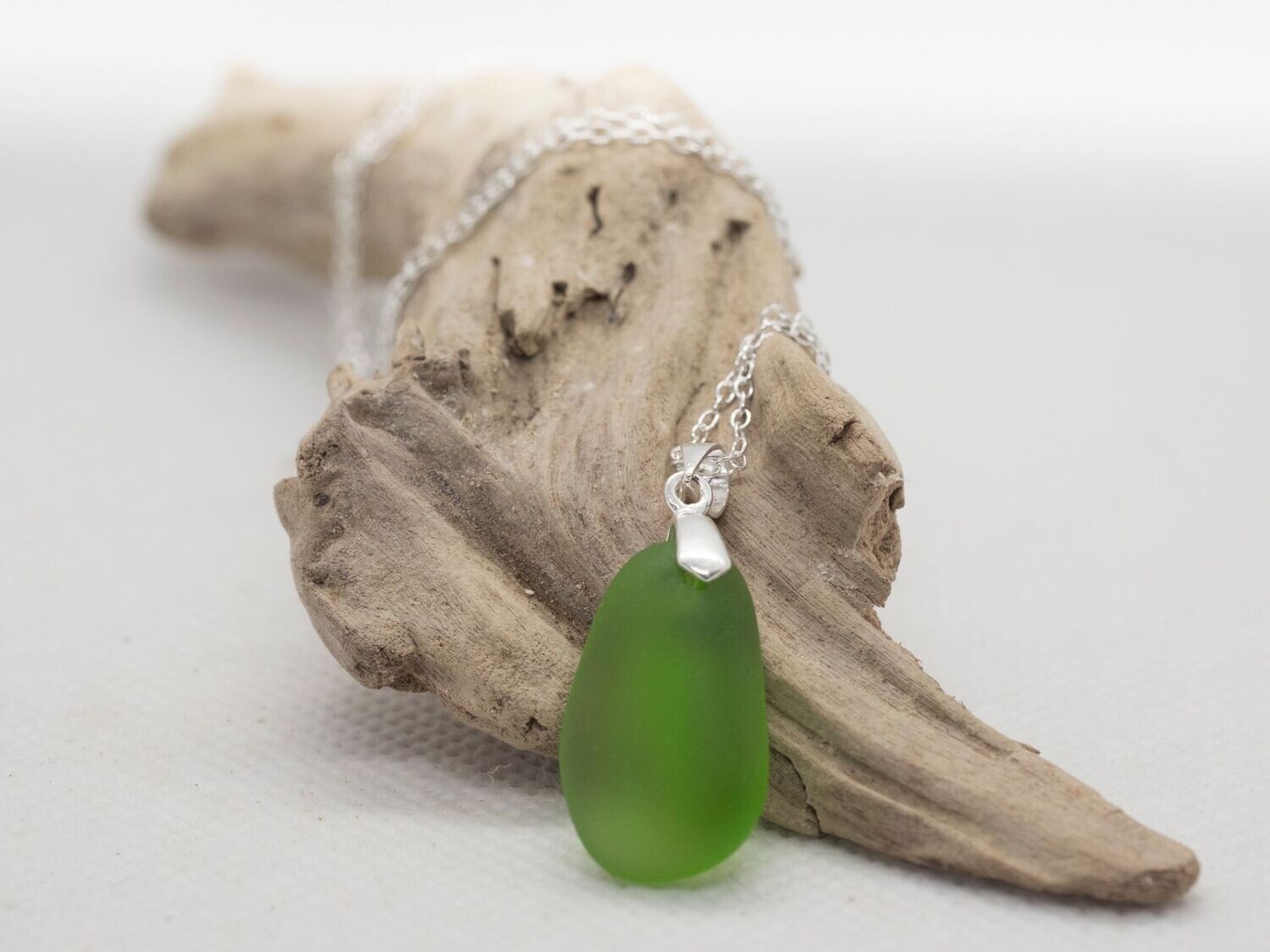 PENDANT - Twisted Bottle Green Sea Glass