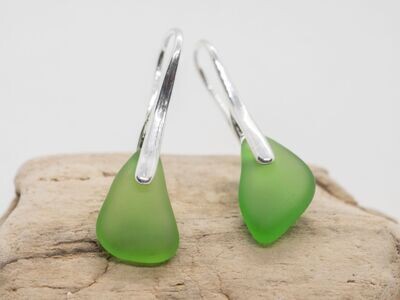 EARRINGS - Beautiful Bottle Green Sea Glass