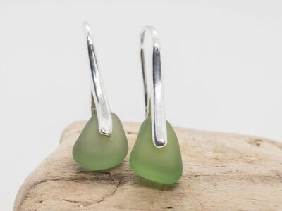 EARRINGS - Petite Bottle Green Sea Glass