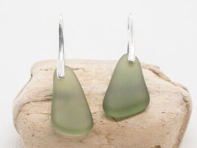 EARRINGS - Elegant Forest Green Sea Glass