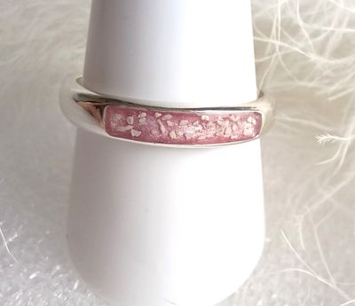 Sterling silver  ring  with a inlay band containing the hair, fur or ashes you send me.  Memorial jewellery, Keepsake Jewellery