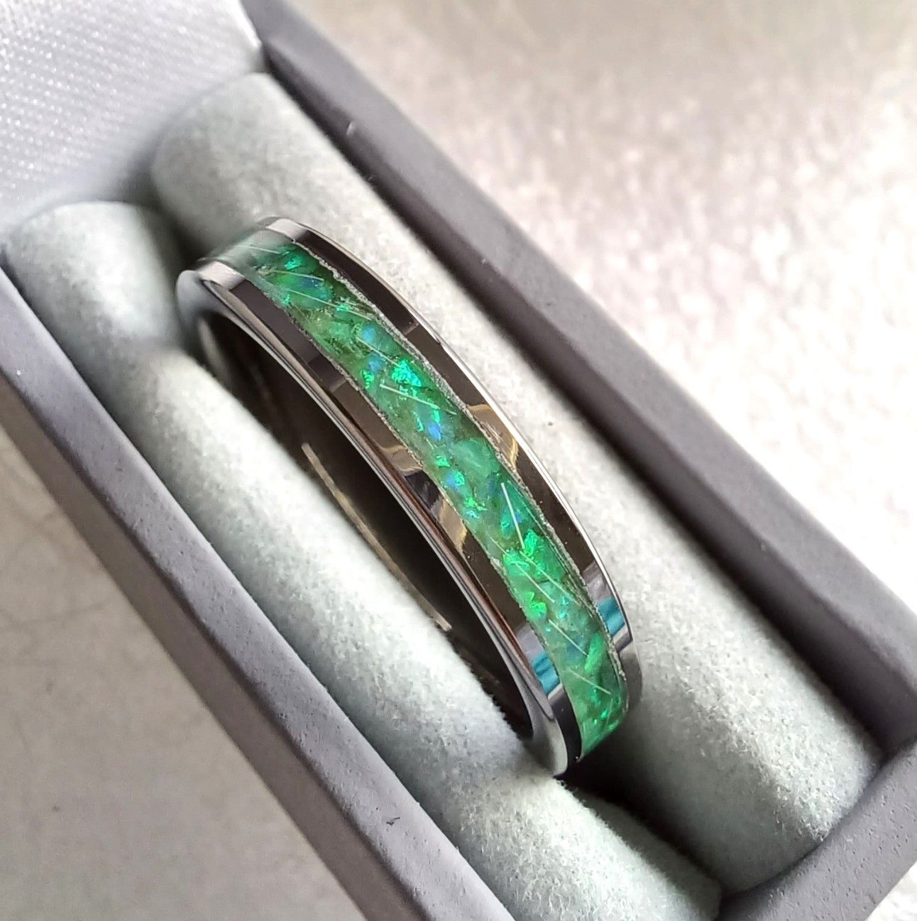 Eternity band tungsten carbide ring to contain the ashes you send me.  Memorial jewellery, Keepsake Jewellery