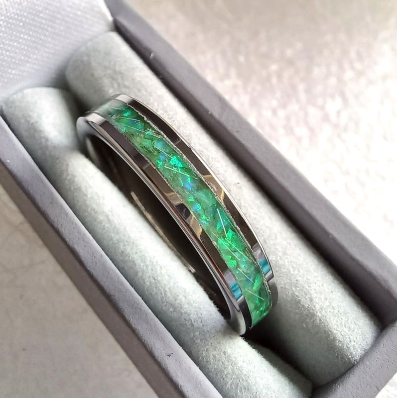 Eternity band tungsten carbide ring to contain the ashes you send me.  Memorial jewellery, Keepsake Jewellery