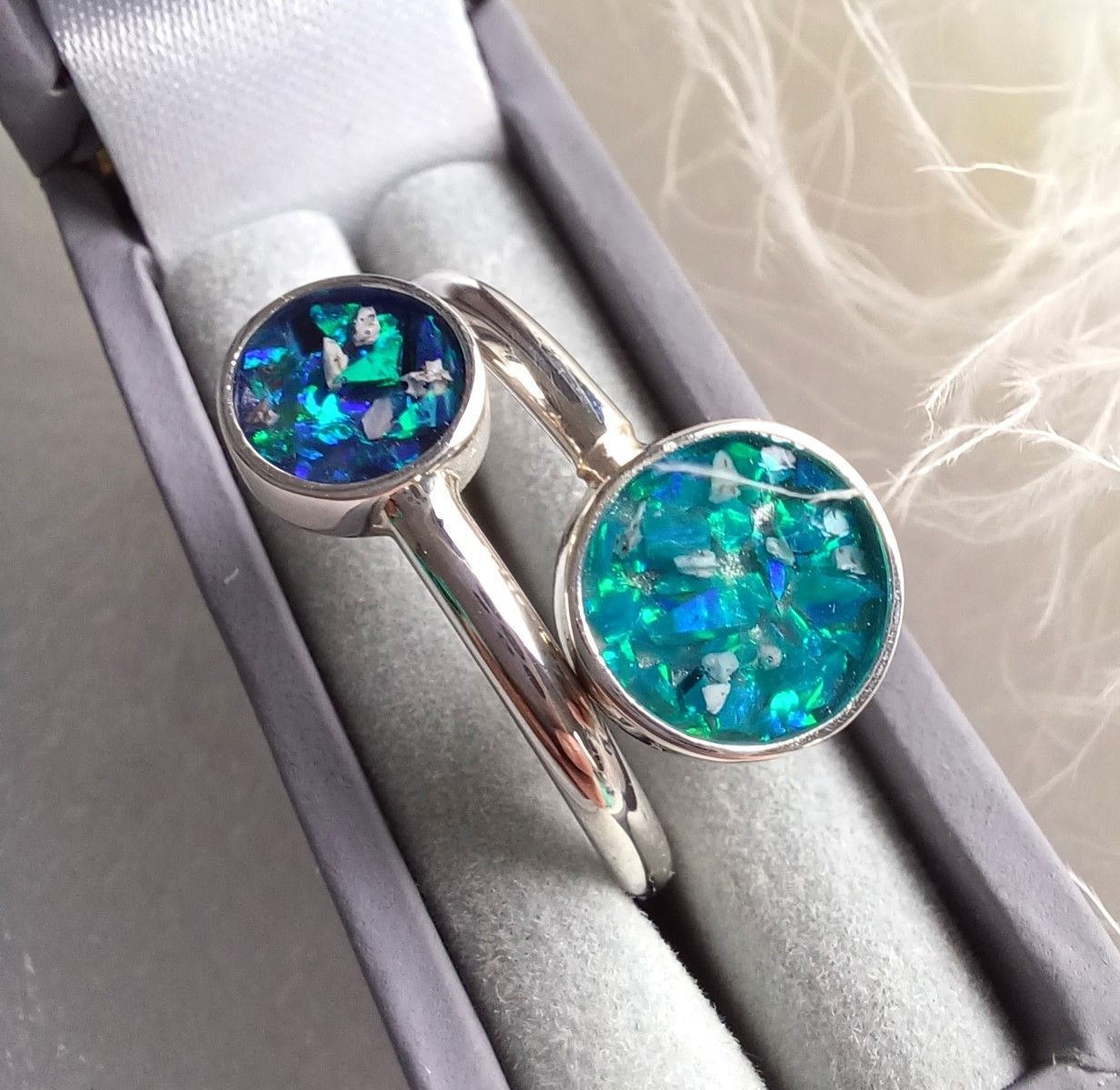 Sterling Silver adjustable double ring to contain the hair, fur or ashes you send. Memorial ring, Keepsake Ring