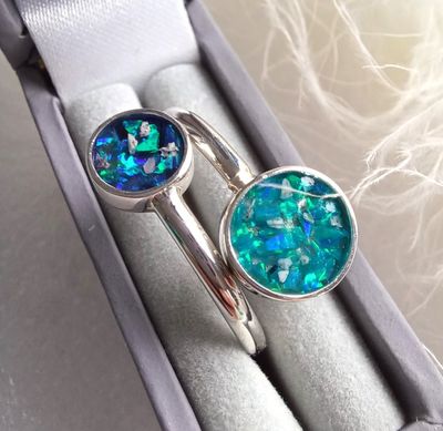 Sterling Silver adjustable double ring to contain the hair, fur or ashes you send. Memorial ring, Keepsake Ring
