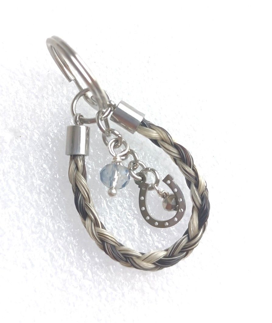 Braided LOOP Key charm - Using your own horses hair - Engraving Optional, Engraving Required?: No Engraving