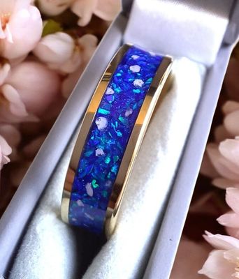 Eternity band tungsten carbide ring to contain the ashes you send me.  Memorial jewellery, Keepsake Jewellery