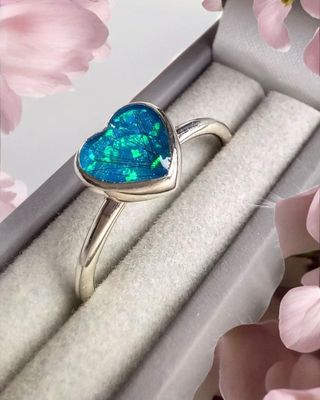 Sterling silver Heart stacker ring  with a stone containing the hair, fur or ashes you send me.  Memorial jewellery, Keepsake Jewellery