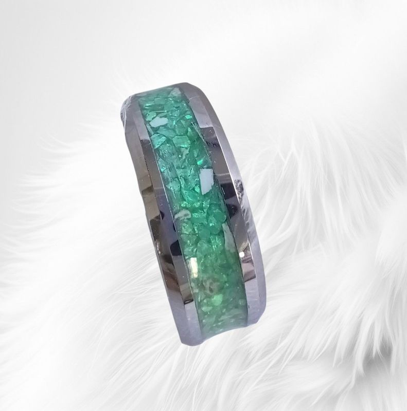 Eternity band tungsten carbide ring to contain the ashes you send me.  Memorial jewellery, Keepsake Jewellery