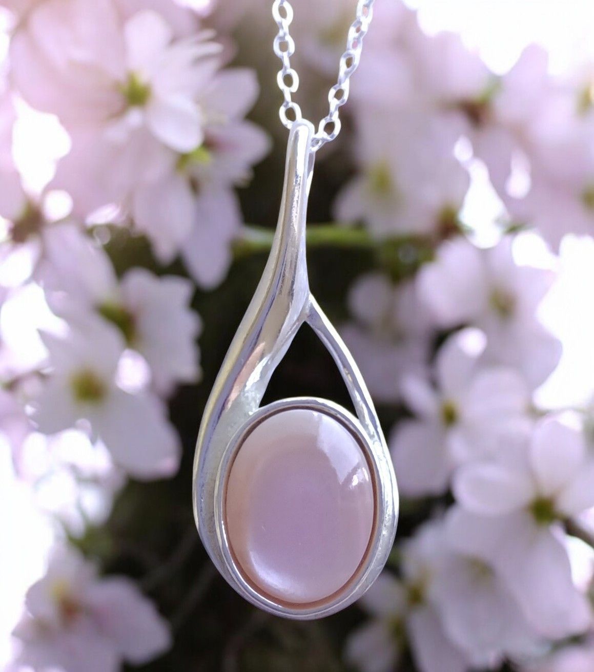 Long Drop Pendant 10x8mm semi precious stone of choice