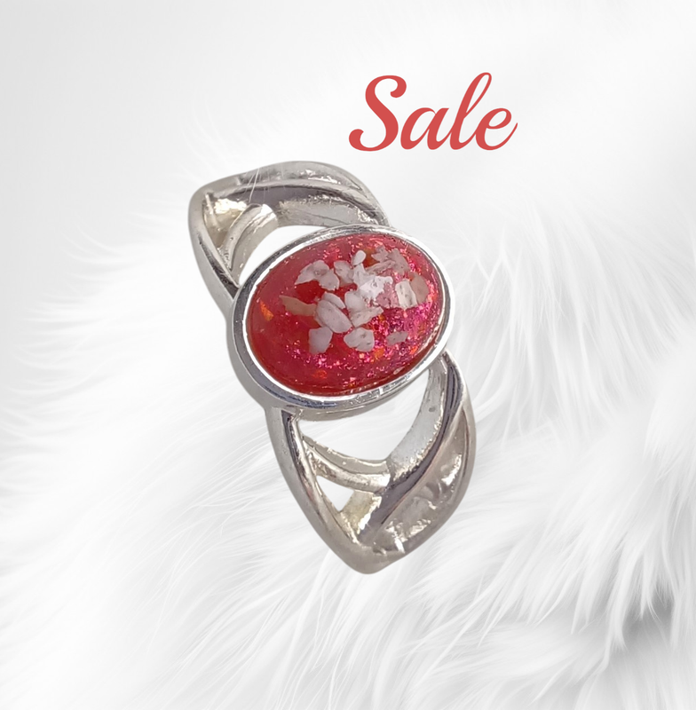 Sterling silver Celtic ring  with a stone containing the hair, fur or ashes you send me.  Memorial jewellery, Keepsake Jewellery