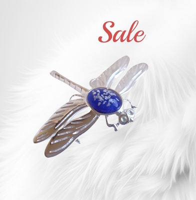 Sterling Silver large dragon fly brooch to contain a stone encapsulating the hair, fur or ashes you send me.  Memorial Jewellery Keepsake Jewellery