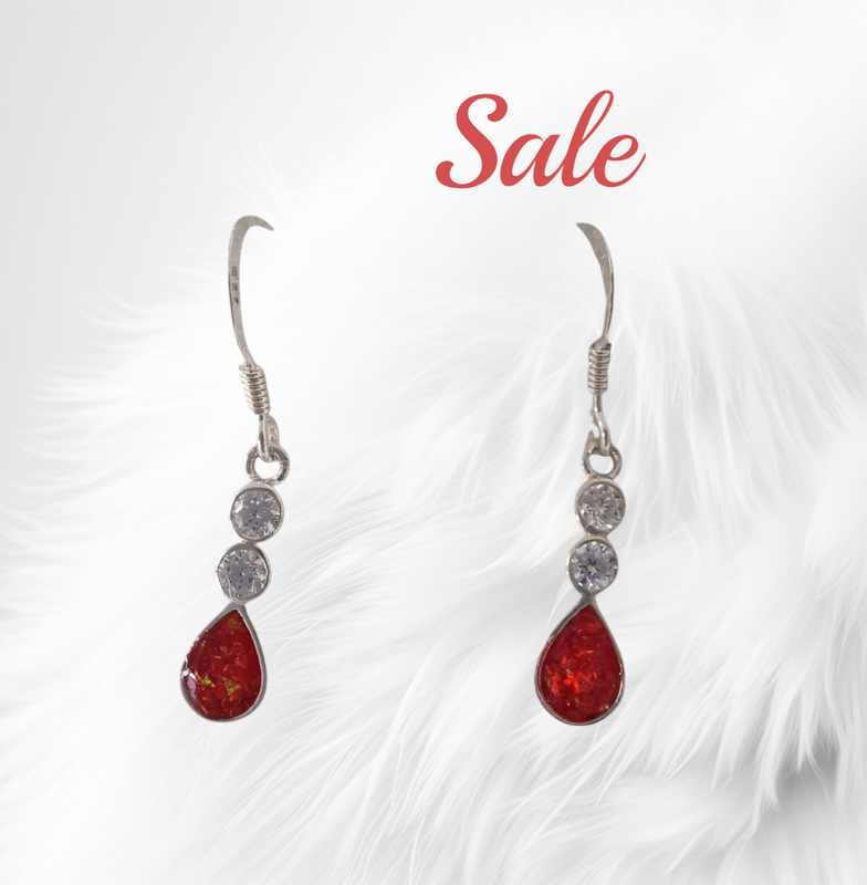 TEAR drop Earrings 8x5mm cabochon with CZ stones