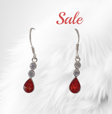 TEAR drop Earrings 8x5mm cabochon with CZ stones