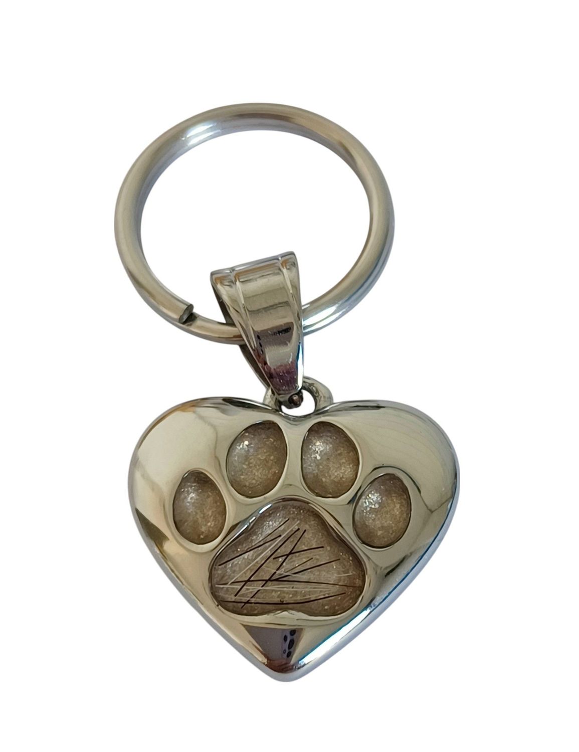 Stainless Steel heart with PAW inlay, Pendant or Key charm can be engraved