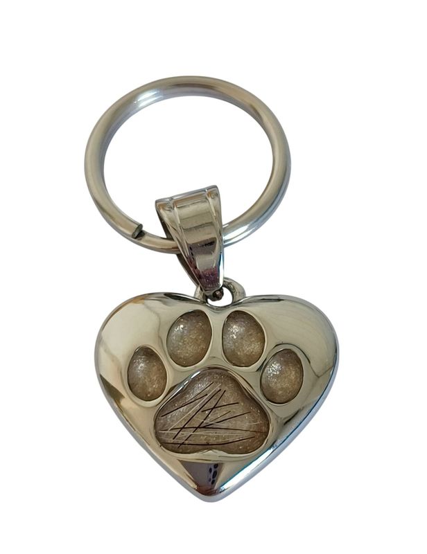 Stainless Steel heart with PAW inlay, Pendant or Key charm can be engraved