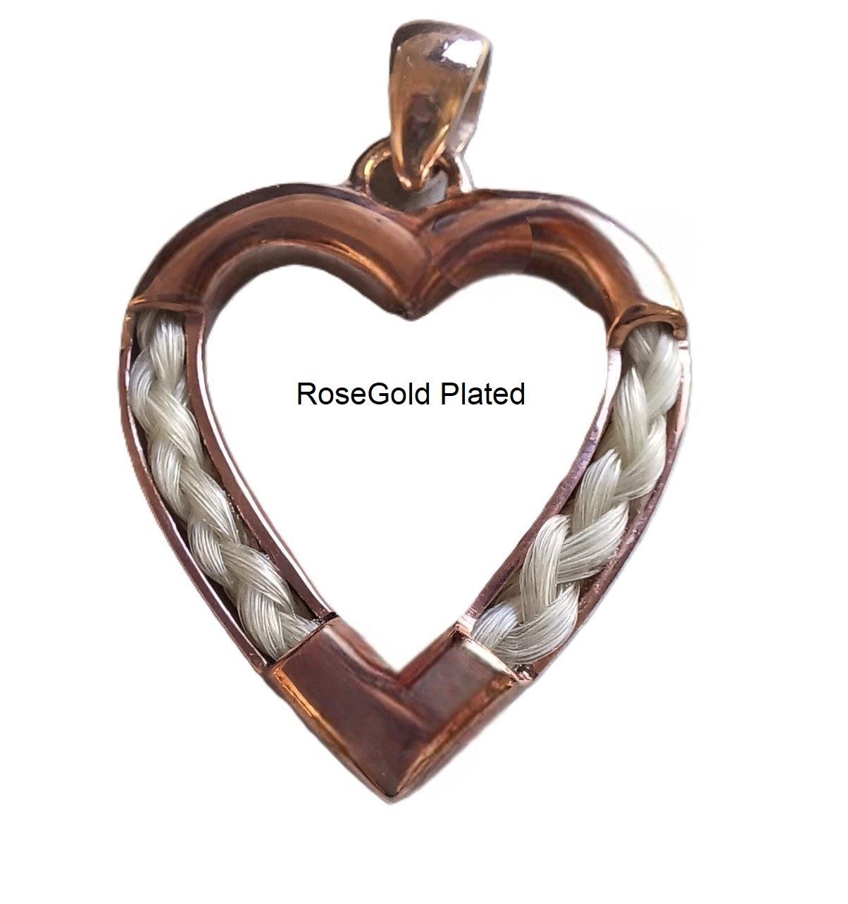 Heart Pendant braid inlay - sterling silver Rose Gold Plated