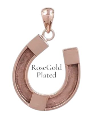 Horse shoe Pendant braid inlay - Rose Gold plated